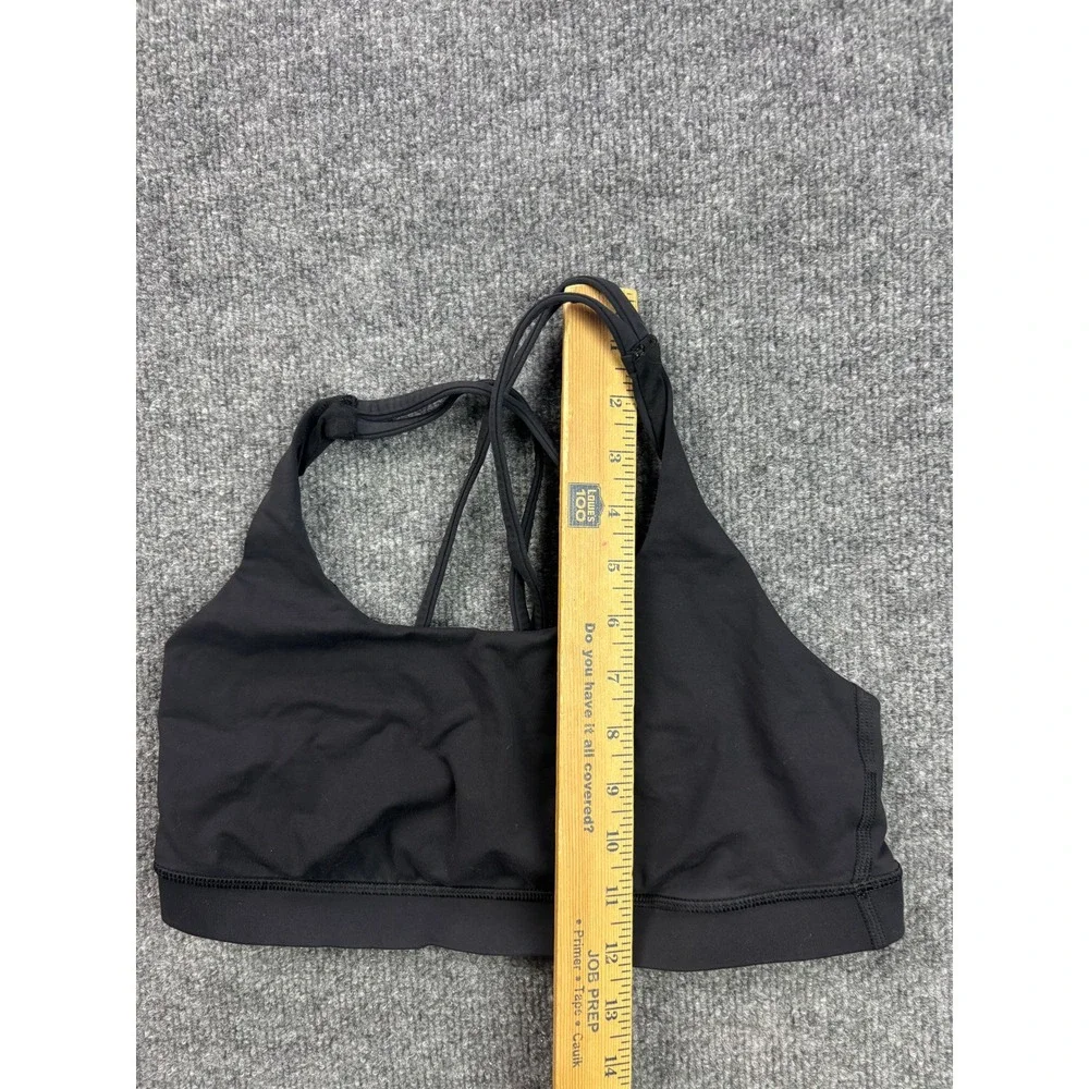 Lululemon Free To Be Serene Sports Bra Womens 8 Black Strappy Yoga Gym 65438